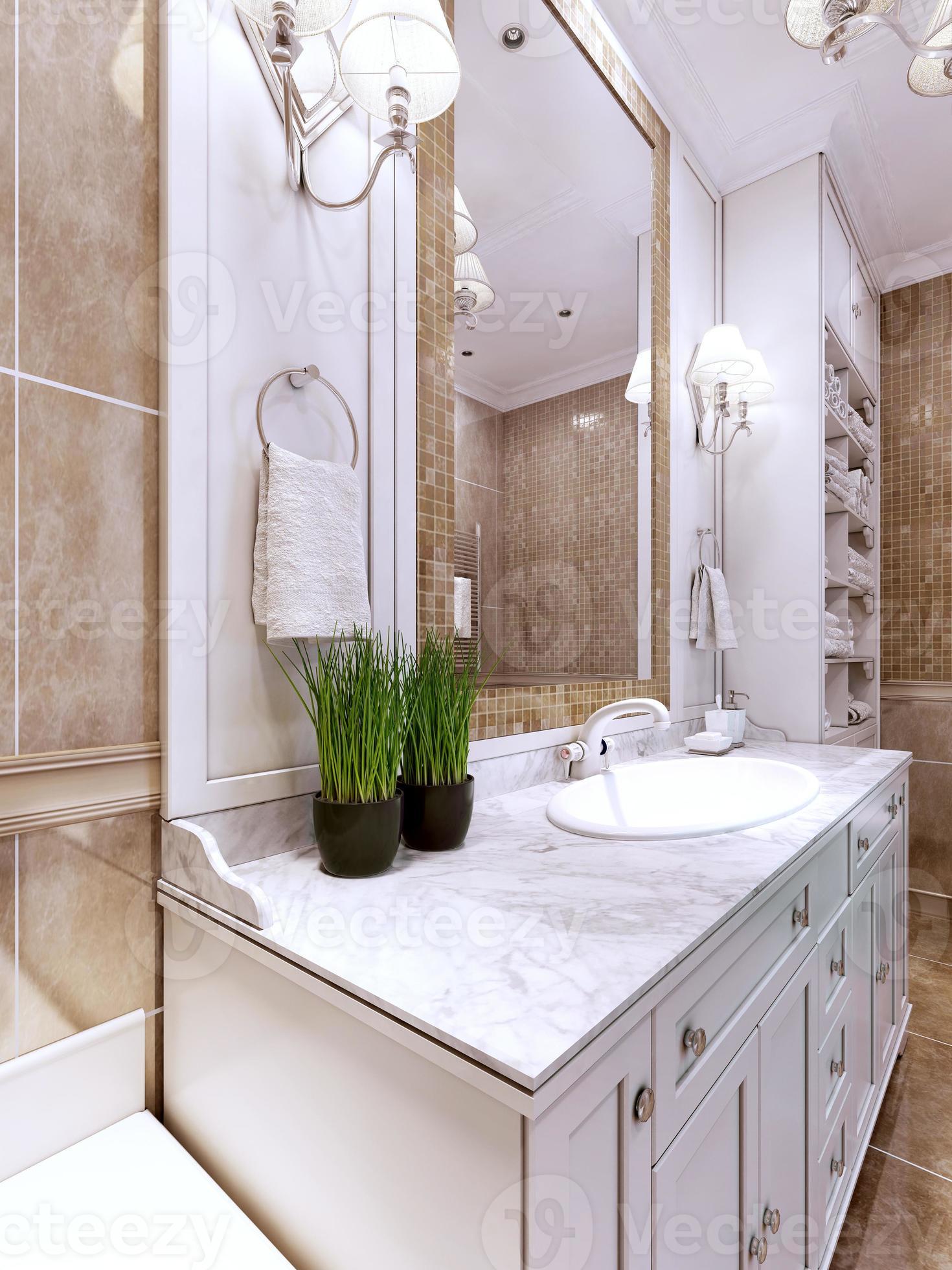 Klooster Bang om te sterven aansporing art deco badkamer trend 731769 Stockfoto