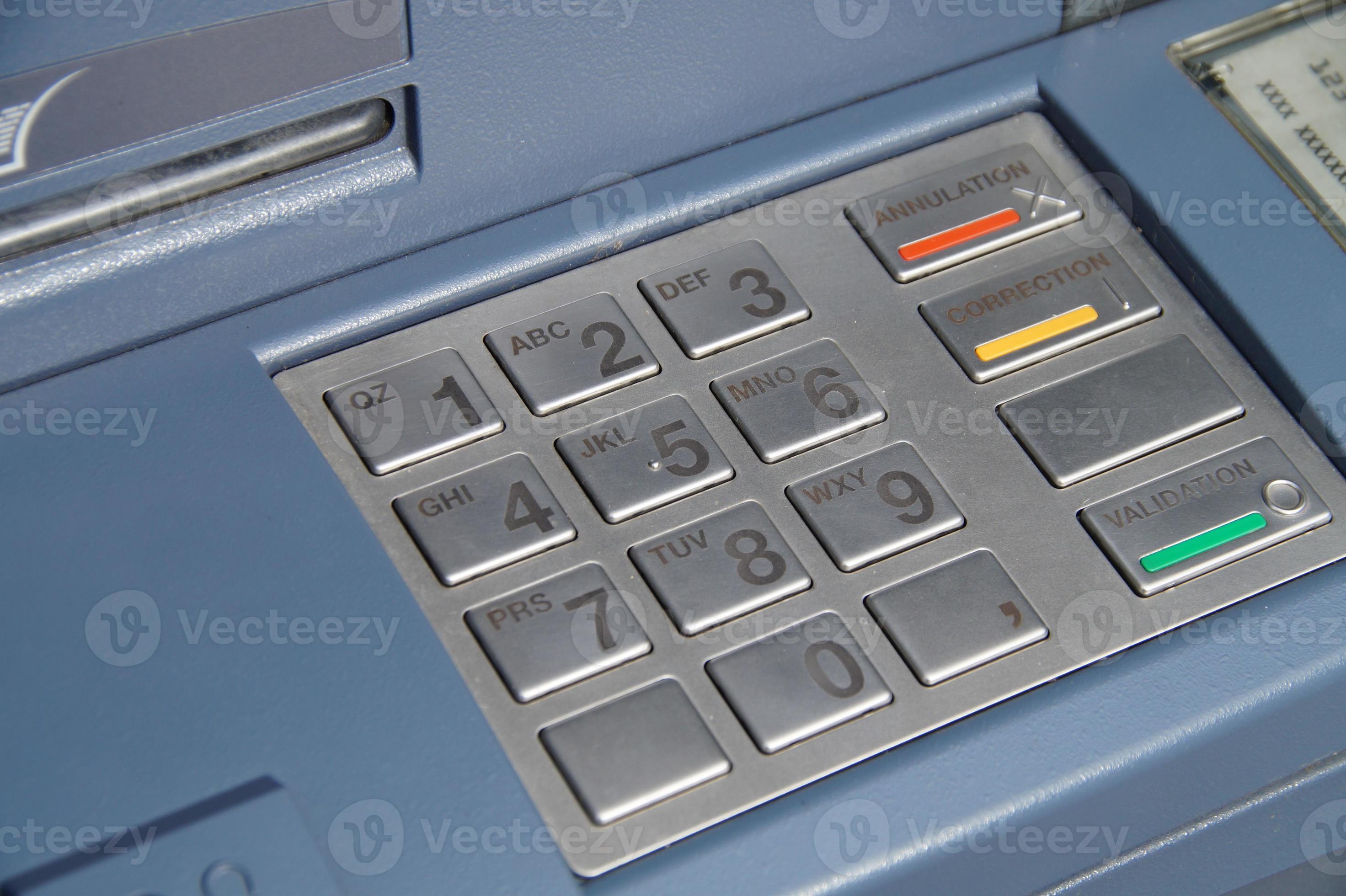 wagon Beleefd creatief pinautomaat toetsenbord of toetsenbord geldautomaat - banknummers 773060  Stockfoto