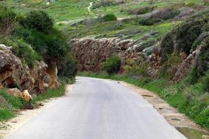 asfaltweg dwars door Israël van noord naar zuid. foto