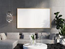 mock up posterframe in moderne interieur achtergrond woonkamer scandinavische 3d render foto