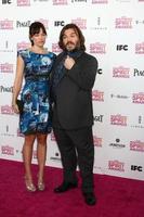 Los Angeles, 23 februari - Tanya Haden, Jack Black woont de 2013 film Independent Spirit Awards bij in de tent op het strand op 23 februari 2013 in Santa Monica, ca. foto