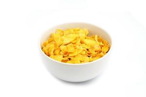 cornflakes, ontbijtgranen op witte achtergrond foto