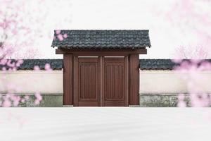Japan kasteel en kersenbloesem in het voorjaar. sakura seizoenen, japan of korea architectuur. foto