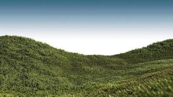 een 3D-weergave van een met gras begroeid heuvellandschap