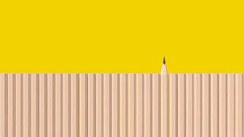 het potlood hout op gele achtergrond voor onderwijs of zakelijke inhoud 3D-rendering foto