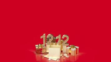 het gouden nummer 12.12 en geschenkdozen te koop promotie concept 3D-rendering foto