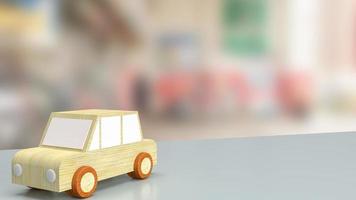 auto speelgoed op tafel in garage voor garagediensten of auto's concept 3D-rendering foto