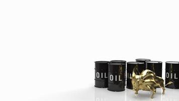 olietank en gouden stier voor bedrijfsconcept 3D-rendering foto