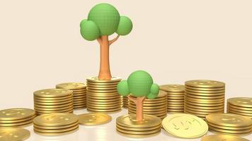 de boom en gouden munten voor bedrijfsconcept 3D-rendering foto