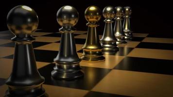 het gouden schaken en zilveren schaken voor bedrijfsconcept 3D-rendering foto
