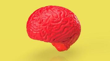 rode hersenen op gele achtergrond 3D-rendering foto