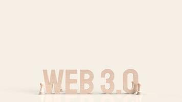 web 3.0 hout tekst en schaken voor technologie concept 3D-rendering foto