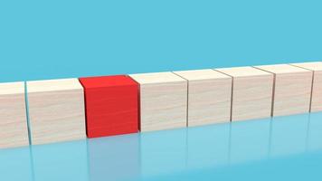 houten kubus rode kleur en houten kubus oppervlak voor bedrijfsconcept 3D-rendering foto