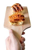 toast op een houten dienblad. foto