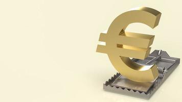 het gouden symbool euro op rattenval bedrijfsconcept 3D-rendering foto