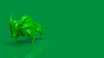 de groene stier op groene achtergrond voor bedrijfsconcept 3D-rendering foto