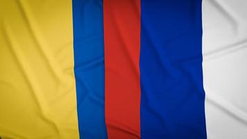 de vlag van Oekraïne en Rusland op roestig oppervlak voor zaken of oorlogsconcept 3D-rendering foto