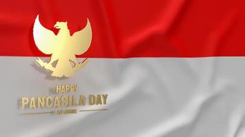 het garuda gouden symbool op de vlag van indonesië voor pancasila dag 3D-rendering foto