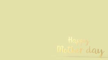 de gouden tekst gelukkige moederdag op gele achtergrond voor het 3D-rendering van het moederdagconcept foto