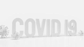 het witte woord covid 19 en virus voor uitbraken of medische concept 3D-rendering. foto