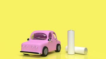 de alkaline batterij en auto voor ev auto technologie concept 3D-rendering foto
