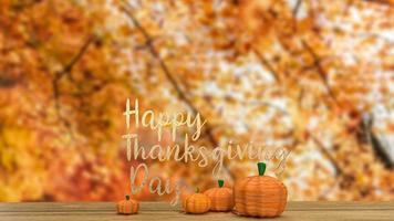 pompoen in de herfstseizoen voor thanksgiving concept 3D-rendering foto