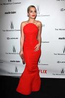 los angeles, 11 jan - rita ora bij the weinstein company netflix golden globes afterparty in een beverly hilton aangrenzend op 11 januari 2015 in beverly hills, ca foto