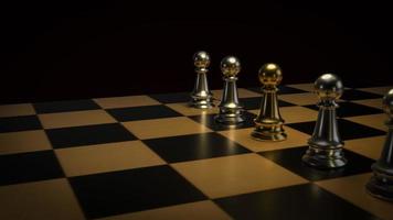 het gouden schaken en zilveren schaken voor bedrijfsconcept 3D-rendering foto