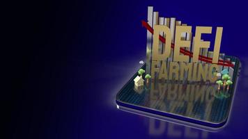 defi landbouwwoord op tablet voor cryptocurrency bedrijfsconcept 3D-rendering foto