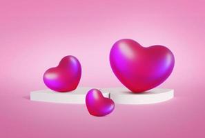 roze hart gevormd op een roze achtergrond. 3D render foto