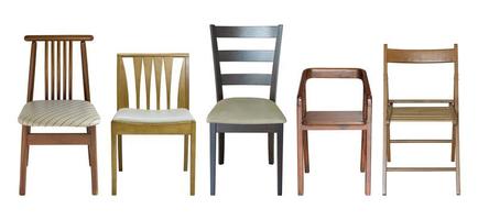 set van houten stoel geïsoleerd op wit met uitknippad foto