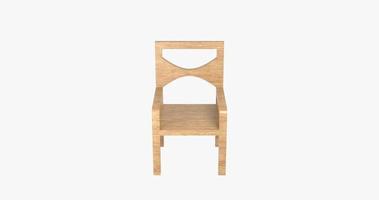 3D render houten stoel vooraanzicht foto