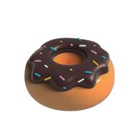 donuts met chocoladesuikerglazuur en hagelslag. 3D-realistische illustratie geïsoleerd op een witte achtergrond. foto