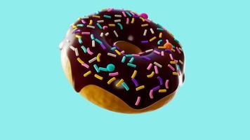 3d chocolade donut met hagelslag foto