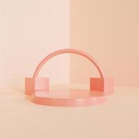 scène met minimalistisch podium op roze achtergrond. 3D render foto