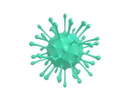 3D rendering minimalistische cartoon groen virus onder de microscoop, 2019-ncov coronavirus infectie bacterie op een witte achtergrond. foto