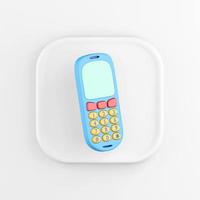 3D-rendering vierkante witte pictogram knop blauwe mobiele telefoon sleutel geïsoleerd op een witte achtergrond. foto