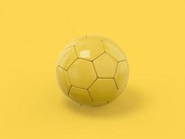gele één kleur voetbal op witte platte achtergrond. minimalistisch designobject. 3D-rendering pictogram ui ux interface-element. foto