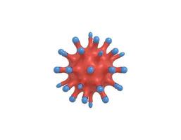3D-rendering minimalistische cartoon rood blauw virus onder de microscoop, 2019-ncov coronavirus infectie bacterie op een witte achtergrond. foto