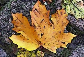 komische stijl schilderij van kleurrijke herfstbladeren voor achtergronden of texturen. foto