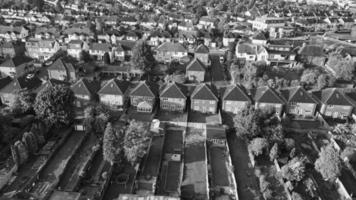 klassieke zwart-wit hoge hoek luchtfoto van Engeland Groot-Brittannië landschap stadsgezicht foto