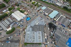 luchtfoto's vanuit een hoge hoek van het industrieterrein van Dallow in de stad Luton, Engeland, Verenigd Koninkrijk foto