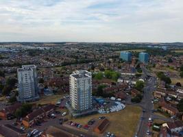 luchtfoto van Luton City of England, UK bij zonsondergang, kleurrijke wolken hoge hoekbeelden gemaakt door drone foto