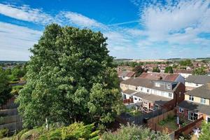 luchtfoto hoge hoekbeelden van woonstraten van de stad Luton, Engeland, VK foto