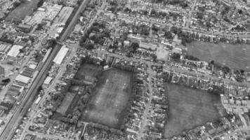 klassieke zwart-wit hoge hoek luchtfoto van Engeland Groot-Brittannië landschap stadsgezicht foto