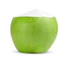 groene kokosnoot fruit geïsoleerd op een witte achtergrond, inclusief uitknippad foto