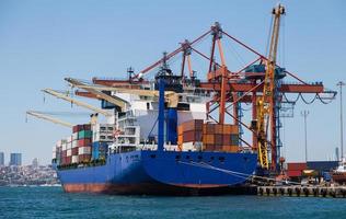 containerschip in de haven foto