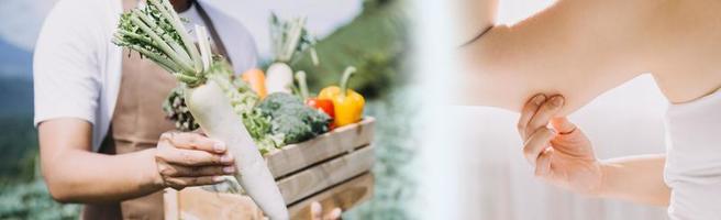 jonge gezonde vrouw met fruit. foto