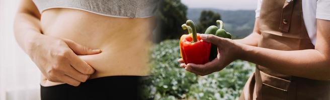 jonge gezonde vrouw met fruit. foto