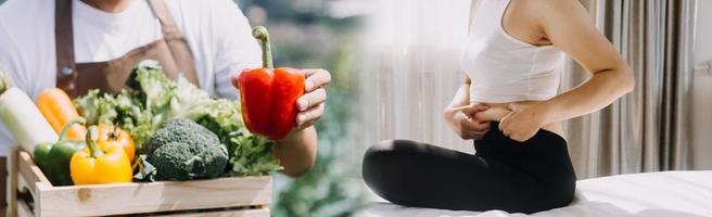 jonge gezonde vrouw met fruit. foto